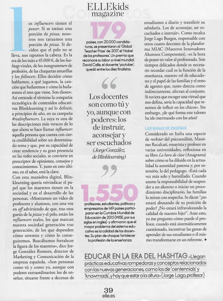 Reportaje en Elle Kids sobre #Realinfluencers